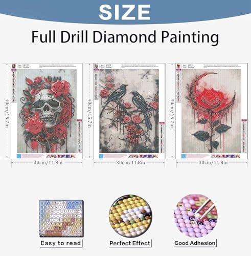 Benjenes 3PCS Gothic Style Diamond Art Kits for Adults Diamond Painting