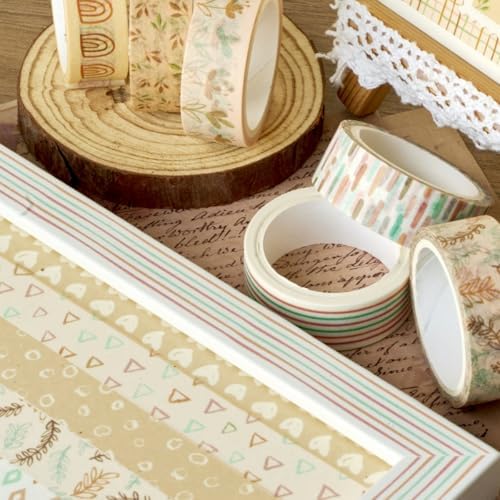 Washi Tape Set 10 Rolls, Boho Decorative Paper Sticker