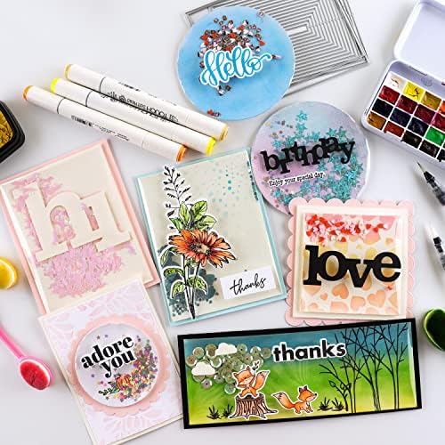 37pcs/Set Flat Shaker Covers with Cutting Dies for Round Flat Shaker Covers Cards Making Plastic Transparent Shaker Creator Acetate Sheets Arts Crafts Projects DIYScrapbooking Supplies Handmade