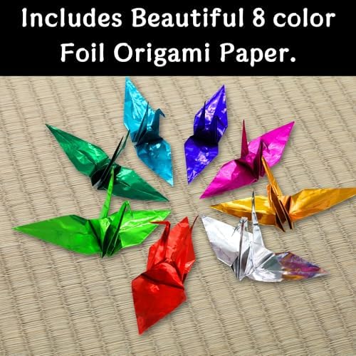 Origami Paper Metallic Foil One Sided Folding Paper 8 Colors 1 Pack