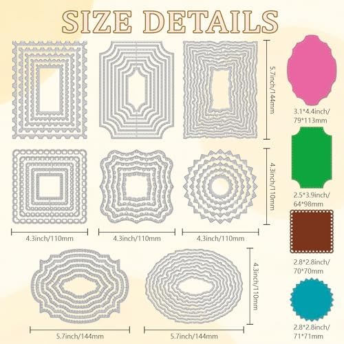 EVERJOYCRAFT 8 Pack Metal Cutting Dies Cuts for Card Making Carbon Steel Backgrounds Frame Die Cuts Stencils for DIY Scrapbooking Photo Album Decoration Embossing Paper Cards Crafting Supplies