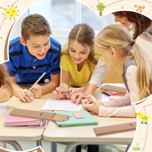 Ctosree Mini Colored Pencils Bulk Coloring Drawing Pencil in Boxes End of Year Gift for Students Kids Classroom School Painting Birthday Party Favor, 6 Per Pack(50 Packs,Wood Color,7'')