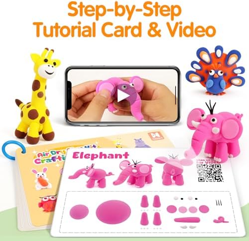 Helsort Air Dry Clay Kit for Kids, 12 Animals Modeling Clay Set, Kids Craft