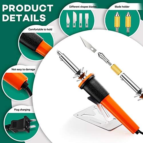 Honoson 22 Pieces Electric Hot Knife Cutter Tool Include Heated Knife Plastic Cutter With Multipurpose 16 Blades 4 Blade Holders Metal Stand For Soft Thin Plastic Foam Stencils(Orange)