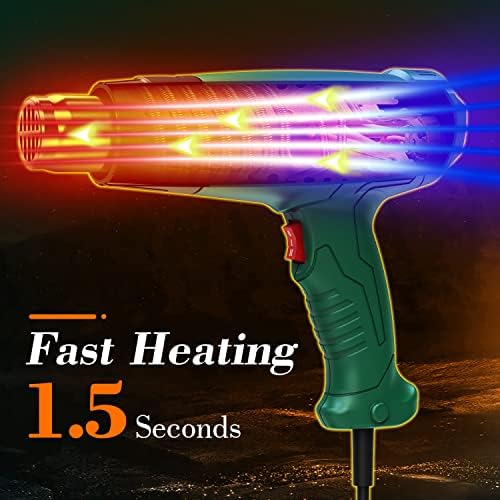 AcmyslaT Heat Gun, Heavy Duty Hot Air Gun Kit Dual Temperature Settings 572℉~932℉ (300℃-500℃), Overload Protection with 4 Nozzles for Crafts, Shrink Wrapping/Tubing, Paint Removing, Epoxy Resin | 572℉~932℉ (300℃-500℃), Overload Protection with 4 Nozzle...