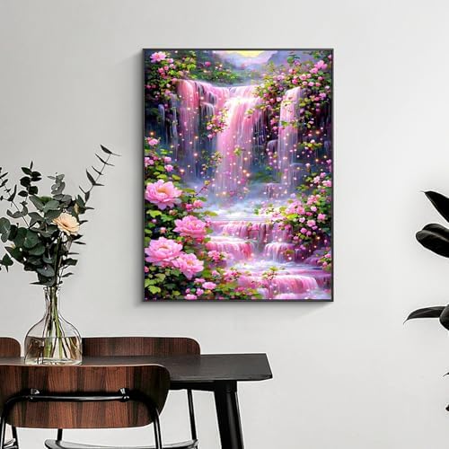 Yezavesu Landscape Scenery Diamond Art Kits for Adults Beginners 12x16 Inch | Waterfall Diamond Painting, DIY 5D Full Round Drill Gem Art, Stress Relief Craft Kits, Home Wall Decor Gift