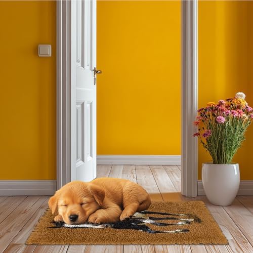 Latch Hook Rug Kit Cute Black and White Wild Horse Running Pre-Printed Handmade Carpet Crochet Yarn Craft DIY Hook and Latch Door Mat Tapestry for Home Floor Decoration 52x38cm-1