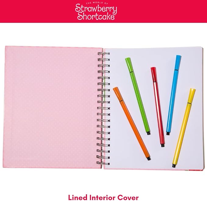 Strawberry Shortcake Sketchbook for Kids with Washable Markers, 86 Blank Pages Spiral Bound, Pink