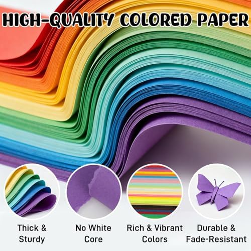 Koogel 250 Sheets 6" X 6" Origami Paper Double Sided Color | 25 Assorted Colors Colored Paper, for Kids Folding Crafting Scrapbooking, Classroom Teacher Supplies, Beginner