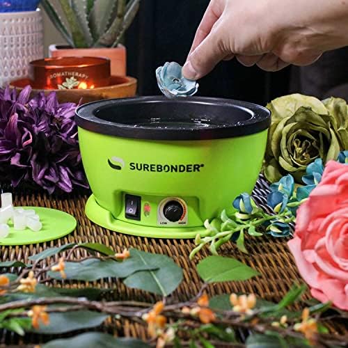 Surebonder 803 Electric Hot Glue Skillet, Adjustable Temperature 225-400°F, 5.25-Inch Diameter, 1-Inch Depth, Dip Crafts Directly Into Pot of Hot Glue, Green and Black