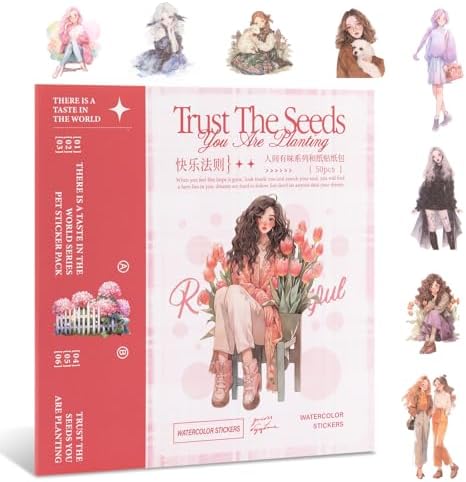 RISYPISY 300pcs Washi People Stickers for Journaling | 50 Sheets of Scrapbook Stickers for Adults – Junk Journal & Planner Supplies
