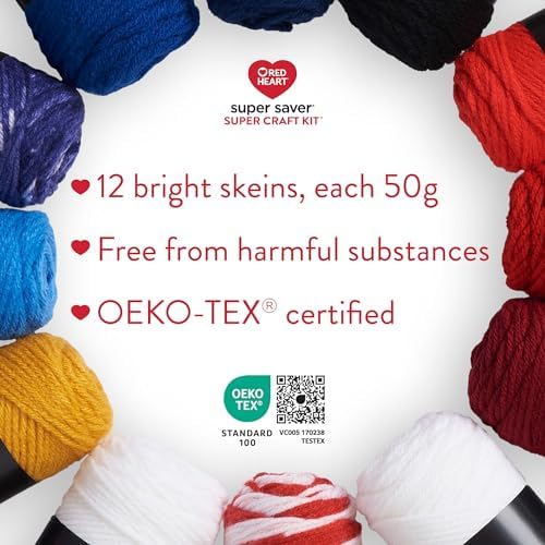 Red Heart Super Craft Kit America, Yarn for Crocheting and Knitting