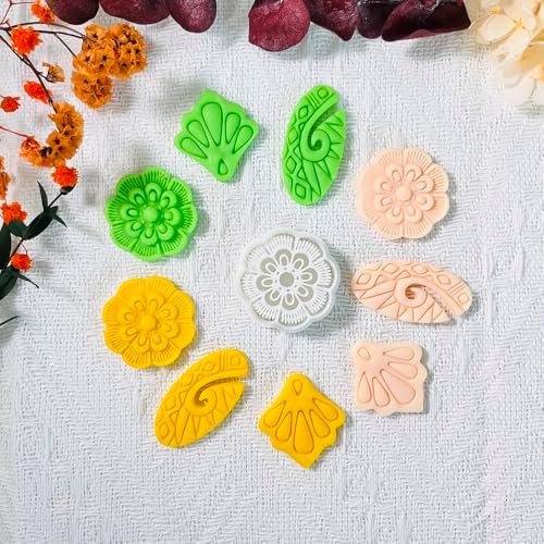 Xaekicr Polymer Clay Cutters Set – 3PCS Decorative Clay Cutters for Polymer Clay Jewelry, Carved Pattern Clay Earring Cutters Shapes, DIY Clay Tools for Earrings and Crafts