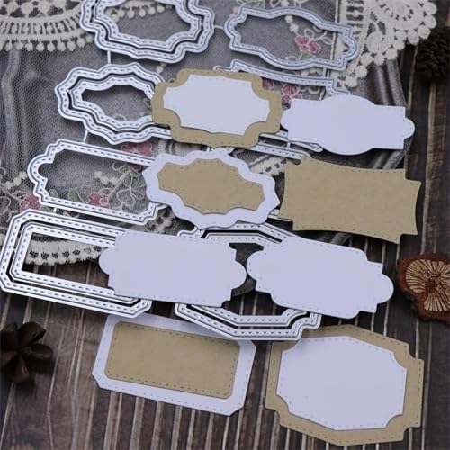 Scrapbooking Die-Cuts for Card Making, Christmas Metal Cutting Dies, Paper Craft Punch Template, Background Embossing Stencils, DIY Album Décor (Various Labels-12.8x15.5cm)