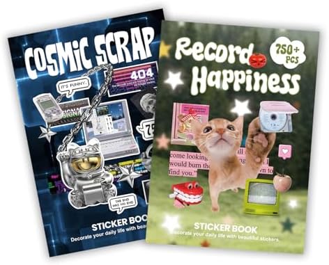2in1 Cute Sticker Book 60 Sheets 1500 Plus Count Y2K Vintage Grunge