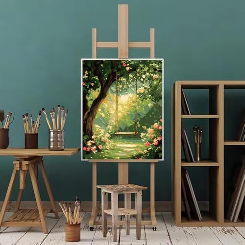Natuyalo Paint by Numbers for Adults Beginner, Trees Swing Adult Paint by Number Kits on Canvas, DIY Acrylic Easy Painting by Numbers for Home Wall Decor 16x20 inch (Without Frame)