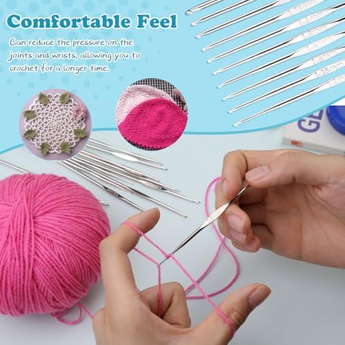 16 Pcs Lace Crochet Hooks Set, 0.5mm-2.5mm Small Crochet Hooks