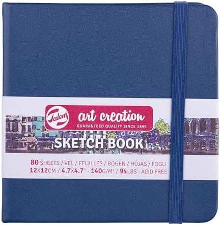 Tarens T9314-234M 452337 Art Creations Sketchbook, Drawing Notebook, 4.7 x 4.7 inches (12 x 12 cm), Navy Blue