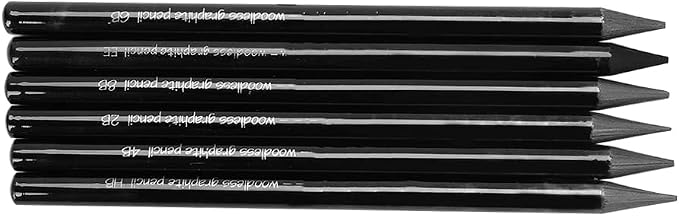 PENINSULA LOVE 6Pcs Woodless Graphite Pencils HB 2B 4B 6B 8B EE Artist Professional Drawing Pencil Set for Sketching Shading Writing for Adult Artist Hobbyist Beginner