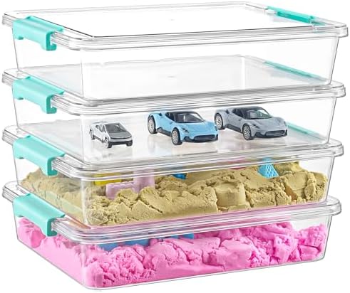 6 QT Clear Plastic Storage Bins with Lids, Stackable Sensory Bins, Clip Box