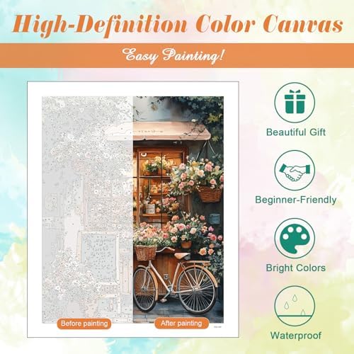 Kalonyth Flower Shop Paint by Numbers Kit for Adults, 16x20 inch, No Framed