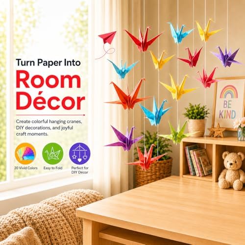 Origami Paper 1000 Sheets 6x6 Inch Colored Craft Paper Double Sided | Smooth Paper,No-Fading,Holds Crisp Creases,Eco-Friendly, Multi Vivid Colors for DIY Handmade Craft，Kids ,Ideal Gifts
