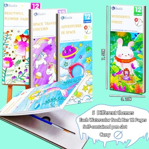JUNQIU 5Pack Water Color Paint Sets for Kids, Pocket Watercolor Paint Set