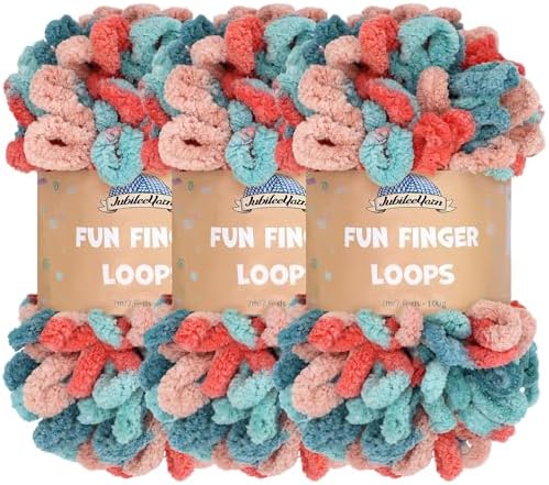 JubileeYarn Fun Finger Loops Yarn - 100g/Skein Jumbo Polyester - Hypnos - 3 Skeins