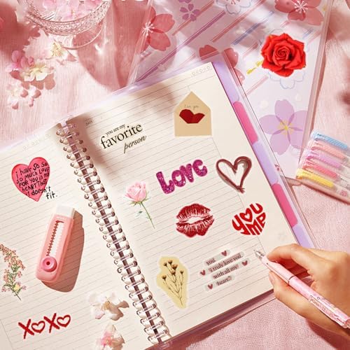 50pcs Retro Valentine's Day Stickers for Laptop Water Bottles, Transparent PET Waterproof Adhesive Lover Decals Wife Sticker for Adult Birthday Party Scrapbook Phone (Retro-3)