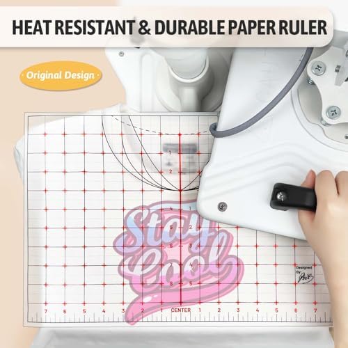 TransOurDream Heat Transfer Paper Supplies 16" Large Cuttable Alignment Ruler Reusable Direct Heat Resistant Tshirt Ruler Guide 5-Pack, Special/V-Neck/Round Vinyl Centering Tool, S-5XL Adult Youth