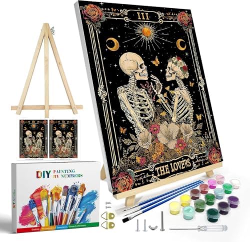 WUDWL Paint by Numbers Kit for Adults Framed Canvas, with Wooden Easel