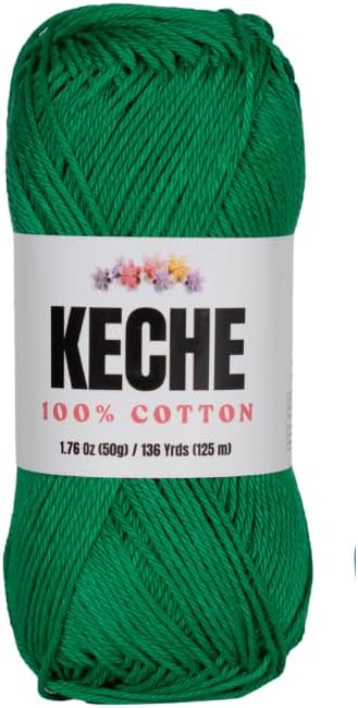 Cotton Yarn - 100% Cotton Yarn for Crocheting and Knitting, Mercerized Cotton Amigurumi Yarn Fine-Sport 2 1.76 oz (50g) / 136 Yrds (125 m) - Green