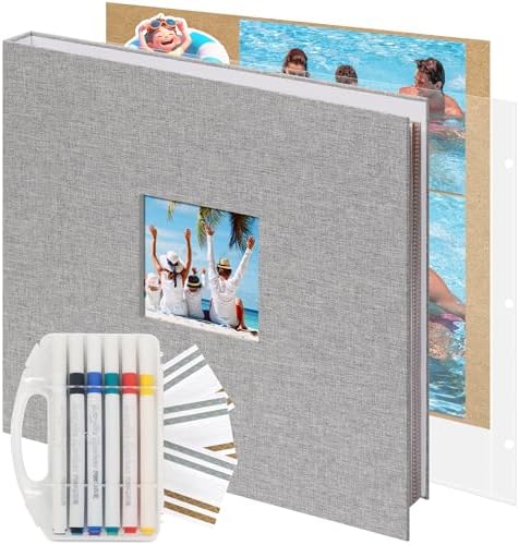 Vienrose Scrapbook Photo Album, 12x12 Inch, 3 Ring Binder, Grey, 60 Pages