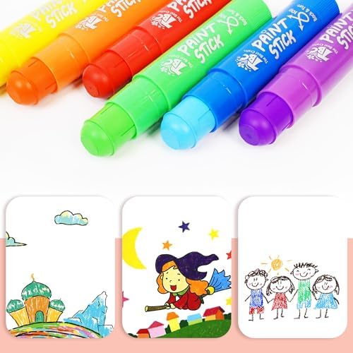TBC The Best Crafts Paint Sticks, 12 Colors Pastel, Washable, Non-toxic, Tempera Paint Sticks for Kids and Students