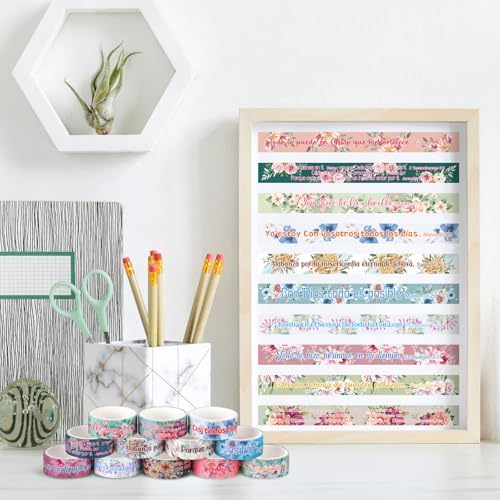 24 Rolls Christian Washi Tape Gifts, Spanish Floral Religious