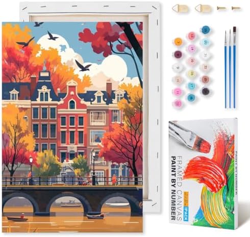 Kalonyth City Framed Paint by Numbers Kit for Adults Beginner 8x12 inch