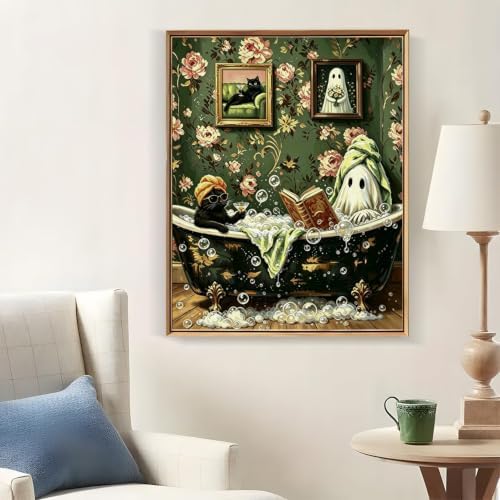 Tabszca Funny Bathing Ghost Paint by Numbers Kit for Adults 16 X 20 Inch