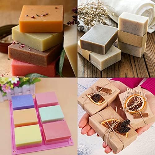 Bangp 4 Pack Silicone Soap Molds with 100pcs 3.5x5 inches Bags | Rectangle Soap Molds for Soap Making,6 Cavity Silicone Molds for Craft Soap,Chocolate,Jelly,Cake and Ice Cubes(Purple & Pink)