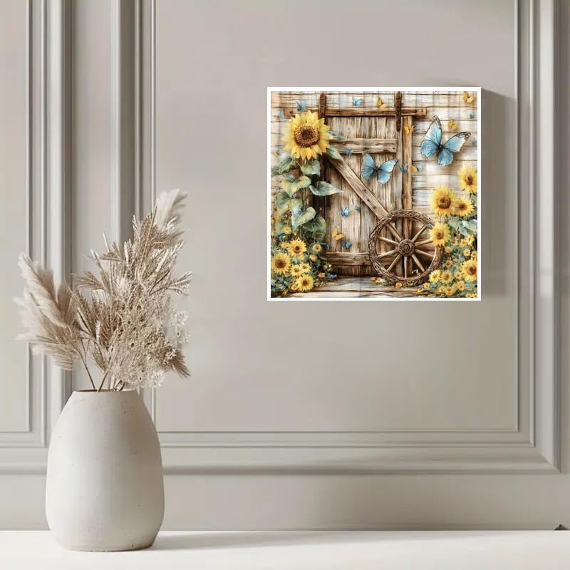 KYOQFVN Sunflower Diamond Painting Kits for Adults, Flowers Diamond Art Kits for Adults Beginner, Full Drill Diamond Dot Gem Art Painting Kits for Home Wall Art Decor 14 X 14 inch