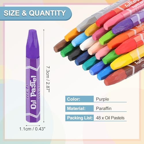 PATIKIL Purple Oil Pastels, 48Pcs Soft Oil Crayons Pastels Stick Vibrant and Creamy Art Supplies Bulk for Artists Beginners Art Painting Drawing Blending Graffiti Gallery