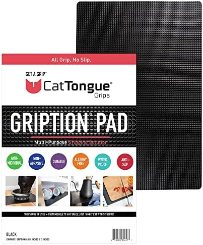 CatTongue Grips 8"x12" Non-Slip Grip Pad, Non-Adhesive, Black, 1-Pk