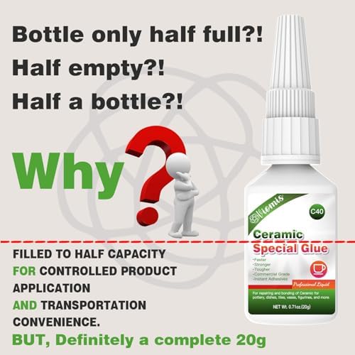 20g Ceramic Glue, Instant Ceramic Super Glue for Porcelain & Pottery
