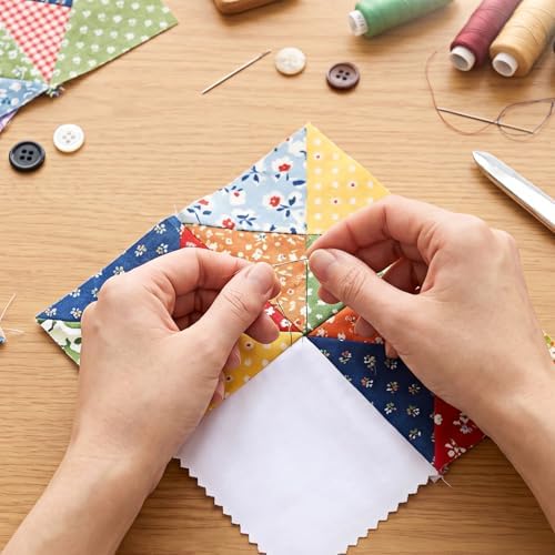 100 Pack 5-inch Cotton Fabric Squares, 5″ Precut Cotton Fabric Squares, Solids White Charm Pack, White
