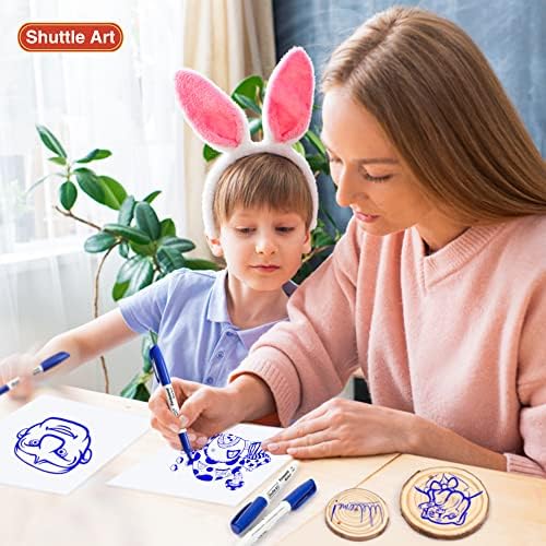 Shuttle Art Permanent Markers, 30 Pack Blue Permanent Marker set,Fine Point, Works on Plastic,Wood,Stone,Metal and Glass for Doodling, Marking