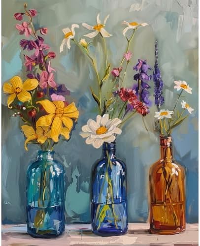 Arpilul Flowers Paint by Number for Adults-Paint by Numbers for Adults Beginner, Adult Paint by Number Kits on Canvas for Home Wall Art Decoration and Gifts 16x20Inch(Z-YH41)