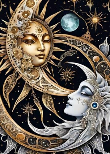 Diamond Art Kits for Adults,Sun and Moon Diamond Painting Kits 12 x 16in
