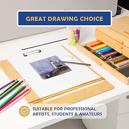 Falling in Art 13x17 Sketch Board with Sturdy Clip &Rubber Bands | Professional Art Drawing Board, Portable Artists Clipboard for Classroom and Studio Drawing