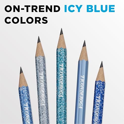 Ticonderoga Wood-Cased Pencils Pre-Sharpened, Arctic Blues, 10 Count