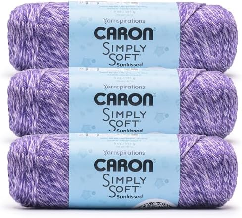 Caron Simply Soft Sunkissed Yarn for Crocheting, Grape Tonal, 3-Pack