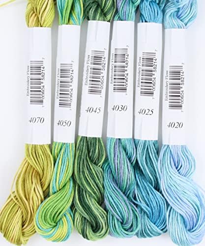 KCS Big skeins of 25 Meters Size 25 Color Variegated Cross Stitch Stranded Threads,6 skeins,15